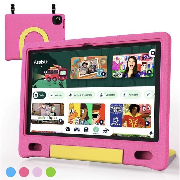10.1"‎ HD Screen Android 14 Tablet for Kids 64GB Octa-Core WiFi Dual Camera PINK - Picture 1 of 6